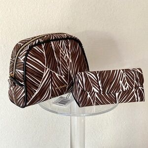 NEW Vera Bradley Cosmetic Case and Foldable Sunglass Case Set/2 Fabric & Leather